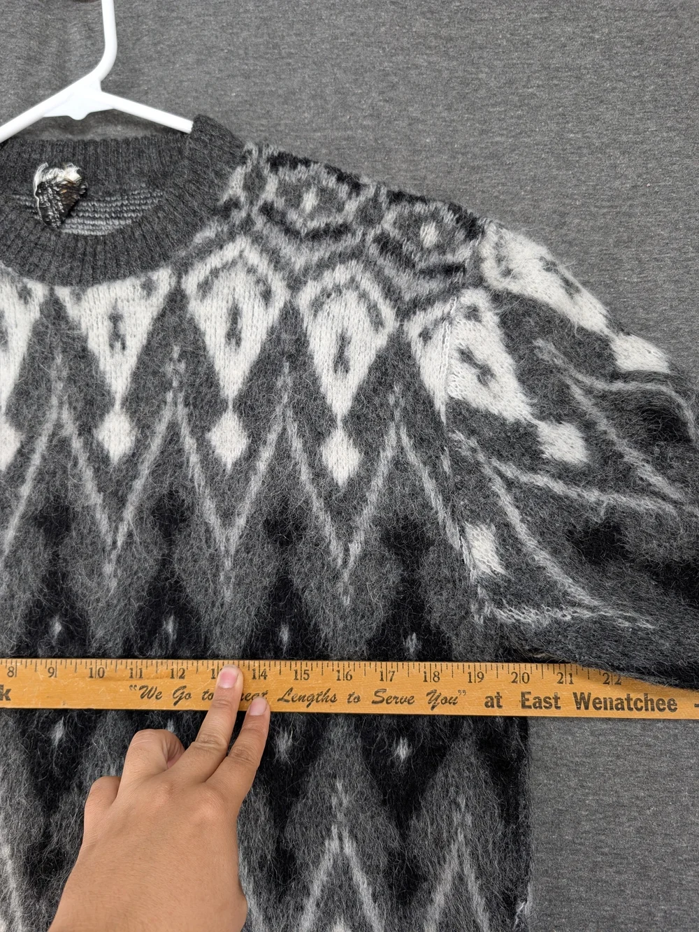 Men's Patterned Gray Crewneck Sweater